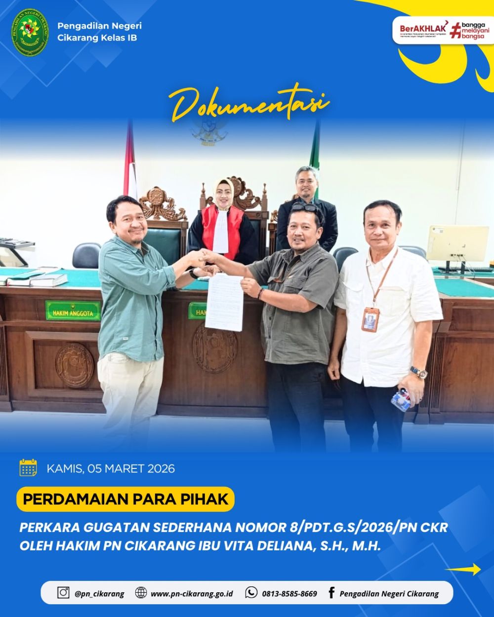 Perdamaian Para Pihak Perkara Gugatan Sederhana Nomor 8/Pdt.G.S/2026/PN Ckr